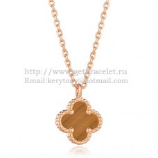 Van Cleef Arpels Pendentif Sweet Alhambra Or Rose Avec Oeil De Tigre Nacre 9mm