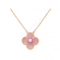 Van Cleef Arpels Pendentif Alhambra Or rose avec diamant et rhodonite