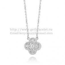Van Cleef Arpels Pendentif Alhambra en or blanc avec diamants