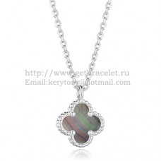 Van Cleef Arpels Pendentif Sweet Alhambra Or Blanc Avec Nacre Grise 9mm