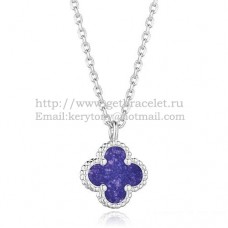 Van Cleef Arpels Pendentif Sweet Alhambra Or Blanc Avec Pierre Lapis Nacre 9mm Van Cleef Arpels Pendentif Sweet Alhambra Or Blanc Avec Pierre Lapis Nacre 9mm