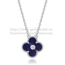 Van Cleef Arpels Pendentif Alhambra Or Blanc Avec Pierre Lapis Nacre Diamants Ronds Van Cleef Arpels Pendentif Alhambra Or Blanc Avec Pierre Lapis Nacre Diamants Ronds