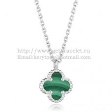 Van Cleef Arpels Pendentif Sweet Alhambra Or blanc avec nacre malachite 9 mm