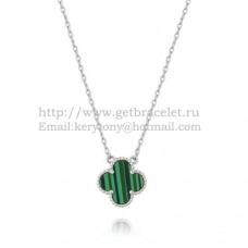 Van Cleef Arpels Pendentif Alhambra Or Blanc Avec Nacre Malachite 15mm Van Cleef Arpels Pendentif Alhambra Or Blanc Avec Nacre Malachite 15mm