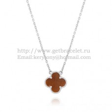 Van Cleef Arpels Pendentif Alhambra Or Blanc Avec Oeil De Tigre Nacre 15mm