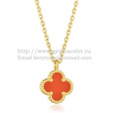 Van Cleef Arpels Pendentif Sweet Alhambra Or jaune avec nacre cornaline 9 mm