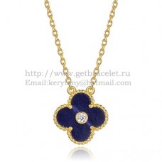 Van Cleef Arpels Pendentif Alhambra Or Jaune Avec Pierre Lapis Nacre Diamants Ronds Van Cleef Arpels Pendentif Alhambra Or Jaune Avec Pierre Lapis Nacre Diamants Ronds