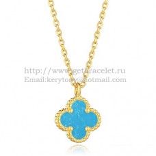 Van Cleef Arpels Pendentif Sweet Alhambra Or Jaune Avec Nacre Turquoise 9mm Van Cleef Arpels Pendentif Sweet Alhambra Or Jaune Avec Nacre Turquoise 9mm