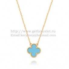 Van Cleef Arpels Pendentif Alhambra Or Jaune Avec Nacre Turquoise 15mm
