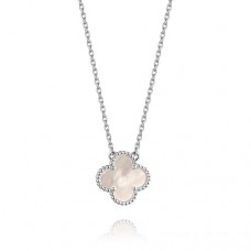 Van Cleef arpels Pendentif Alhambra Or Blanc Nacre Blanche 15mm