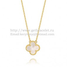 Van cleef arpels Pendentif Alhambra Or Jaune Nacre Blanche 15mm Van cleef arpels Pendentif Alhambra Or Jaune Nacre Blanche 15mm