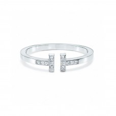 Tiffany Co. Bracelet Tiffany Double T Pavé Diamants Carré Ringent Argent Sterling Vente